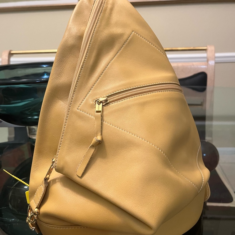 Chic Yellow Leather Backpack